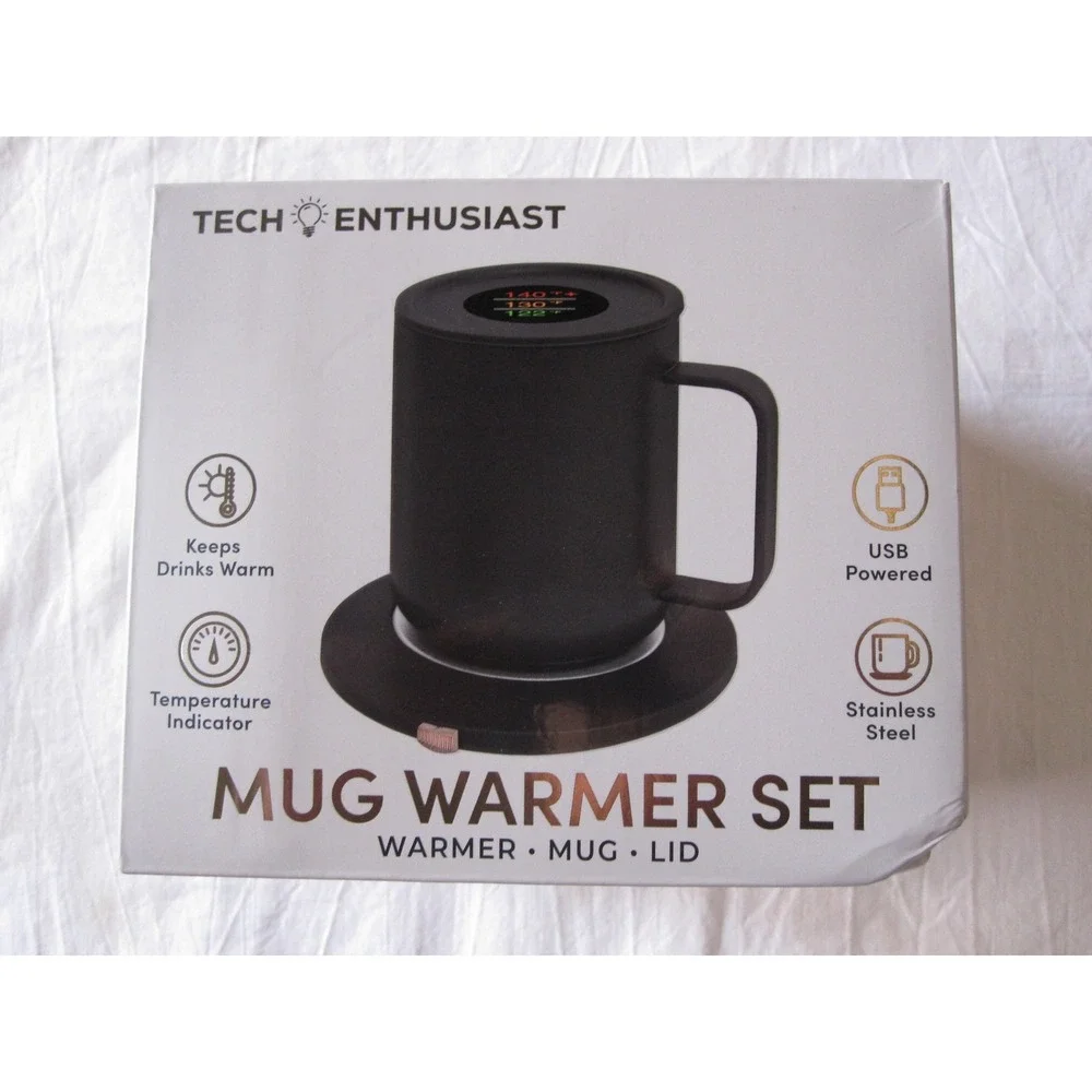 NEW Tech Enthusiast Mug Warmer Set USB Powered Coffee Hot Cocoa Stainless Steel!